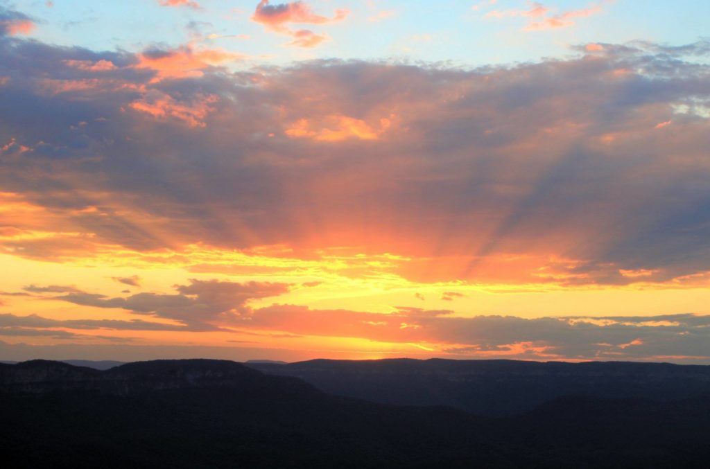 blue mountains sunset